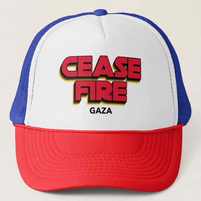 Cease Fire Gaza Gaza Genocide Trucker Hat (Front)