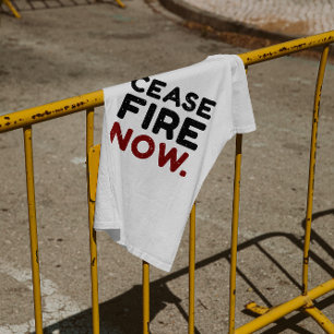 Cease Fire Now, Black and Red T-Shirt