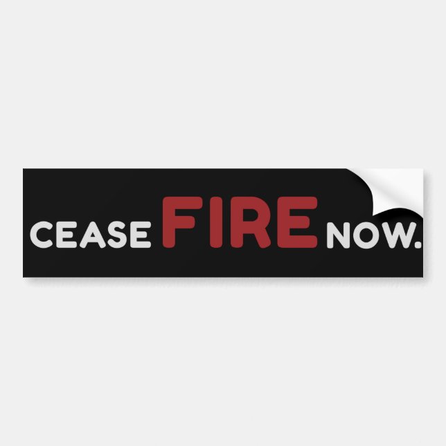 Cease Fire Now Black Bumper Sticker (Front)