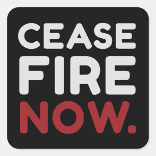 Cease Fire Now, Black Square Sticker