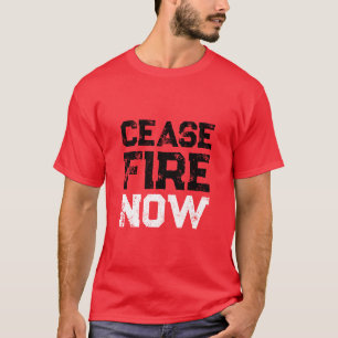 Cease Fire Now black white red distressed anti war T-Shirt