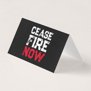 Cease Fire Now white red black grunge folded card