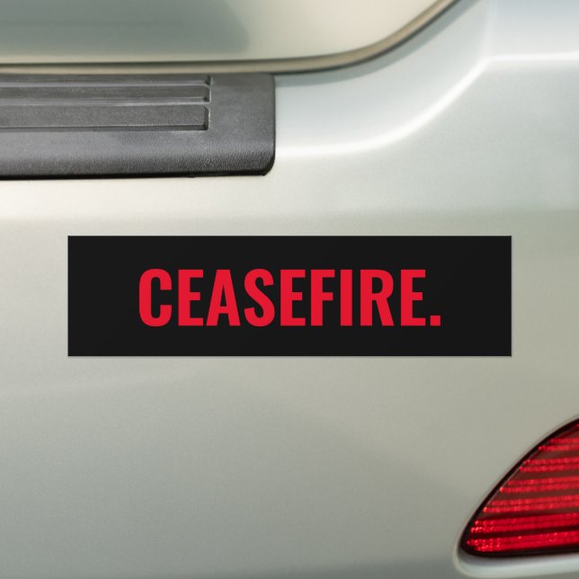 Ceasefire black red text minimalist anti war bumper sticker (On Car)