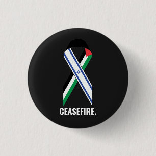 Ceasefire Israel and Palestine flags ribbon black 3 Cm Round Badge