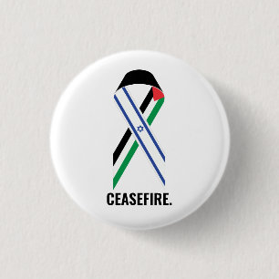 Ceasefire Israel and Palestine flags ribbon white 3 Cm Round Badge