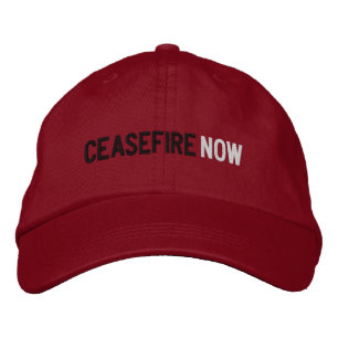Ceasefire Now black white red minimalist anti war Embroidered Hat