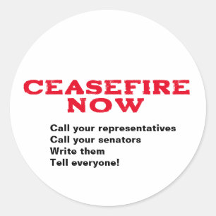 CEASEFIRE NOW FREE PALESTINE END GENOCIDE CLASSIC ROUND STICKER