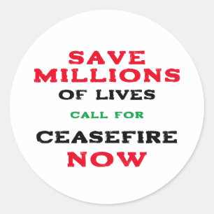 CEASEFIRE NOW FREE PALESTINE END GENOCIDE CLASSIC ROUND STICKER