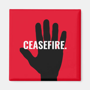 Ceasefire red white black stop hand anti war magnet