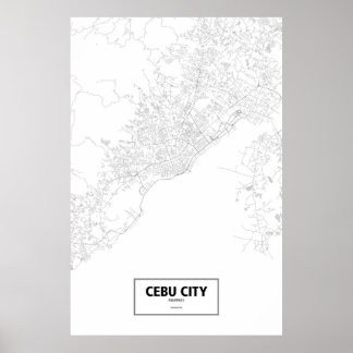 Cebu City, Philippines (black on white) Poster