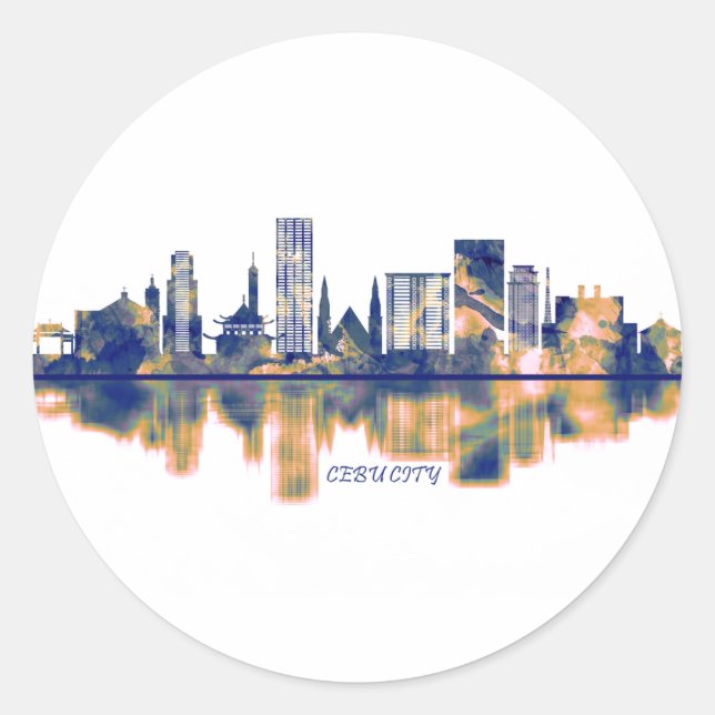 Cebu City Skyline Classic Round Sticker (Front)
