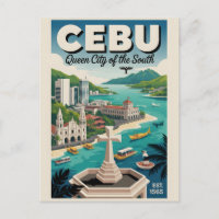 Cebu Philippines Retro Travel Poster Art