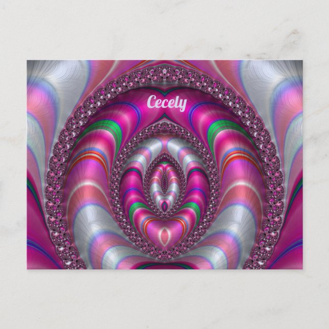 CECELY ~  PINK 3D Fractal Design ~ Postcard (Front)