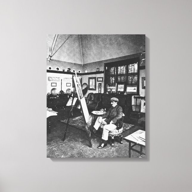 Cecil Aldin in his studio Canvas Print (Front)