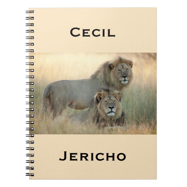 Cecil & Jericho Brother Lions from Africa Notebook (Front)