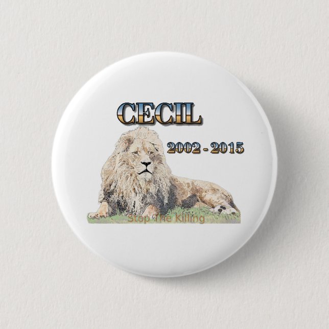 Cecil The Lion 6 Cm Round Badge (Front)