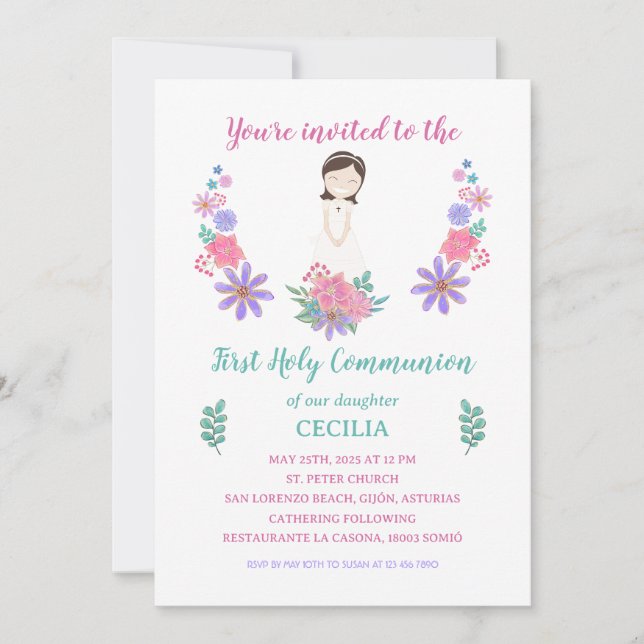 CECILIA First Communion Invitation (Front)