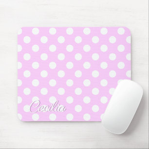 Cecilia - Name Template Soft Pastel Pink And White Mouse Mat