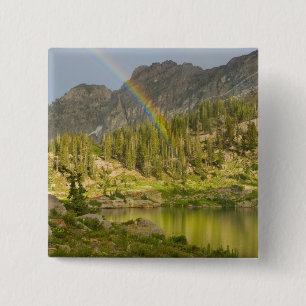 Cecret Lake with rainbow over Devil's Castle, 15 Cm Square Badge