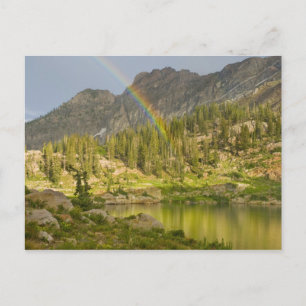 Cecret Lake with rainbow over Devil's Castle, Postcard