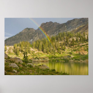 Cecret Lake with rainbow over Devil's Castle, Poster