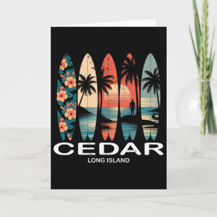 Cedar Beach Long Island Surfboard Surfing Retro Card