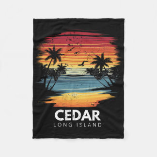 Cedar Beach Long Island Surfboard Surfing Vintage Fleece Blanket