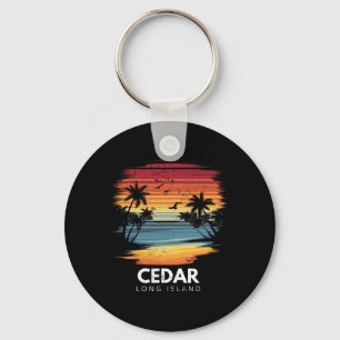 Cedar Beach Long Island Surfboard Surfing Vintage Key Ring