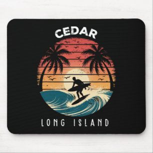 Cedar Beach Long Island Surfboard Waves Beach Mouse Mat
