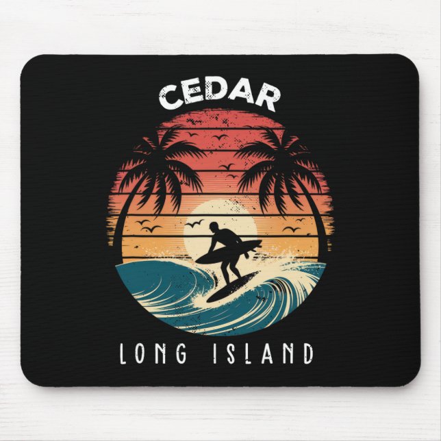 Cedar Beach Long Island Surfboard Waves Beach  Mouse Mat (Front)