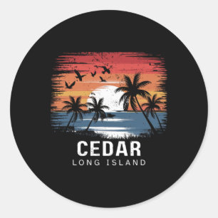 Cedar Beach Long Island Surfing Surfer Classic Round Sticker