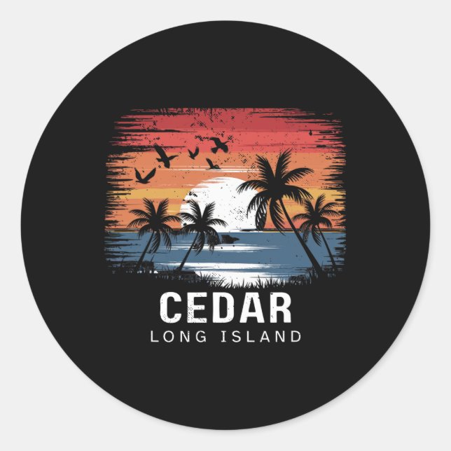 Cedar Beach Long Island Surfing Surfer  Classic Round Sticker (Front)