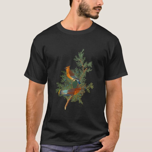 Cedar Bird from Birds of America funny T-Shirt (Front)