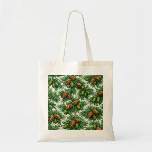 Cedar Cones and Evergreen Branches Botanical Tote Bag