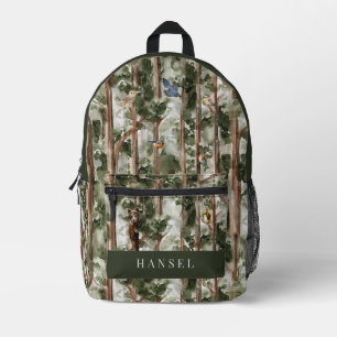 Cedar Forest Bear Squirrel Birds Printed Backpack