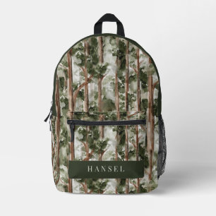 Cedar Forest Woods Watercolor Printed Backpack