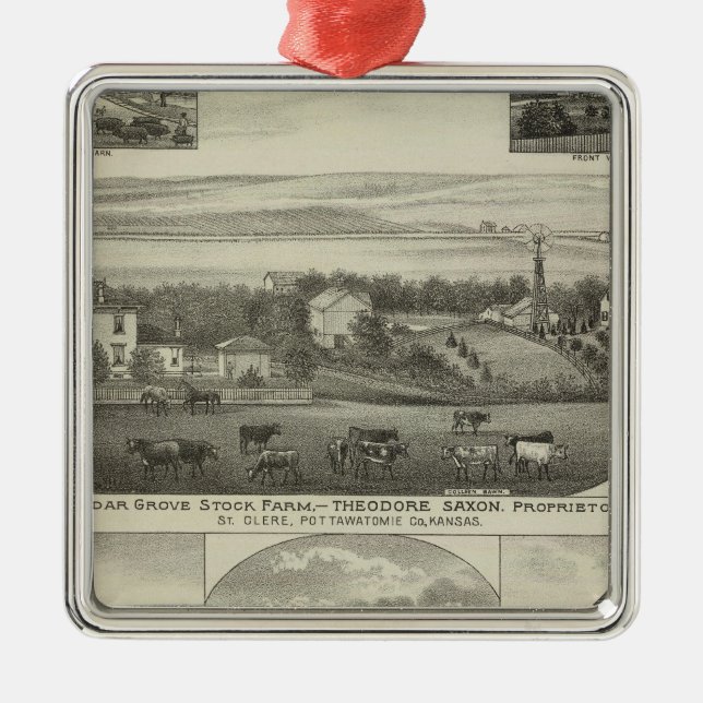 Cedar Grove Stock Farm and Roberts Ranch, Kansas Metal Tree Decoration (Front)