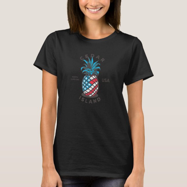 Cedar Island  Nc Summertime Vacationing Patriotic  T-Shirt (Front)