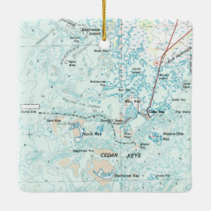 Cedar Key FL Map Ceramic Ornament