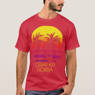 Cedar Key Florida Vintage Tropical Sunset Palm Tre T-Shirt