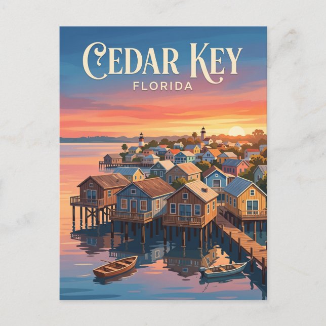 Cedar Key Waterfront USA Postcard (Front)