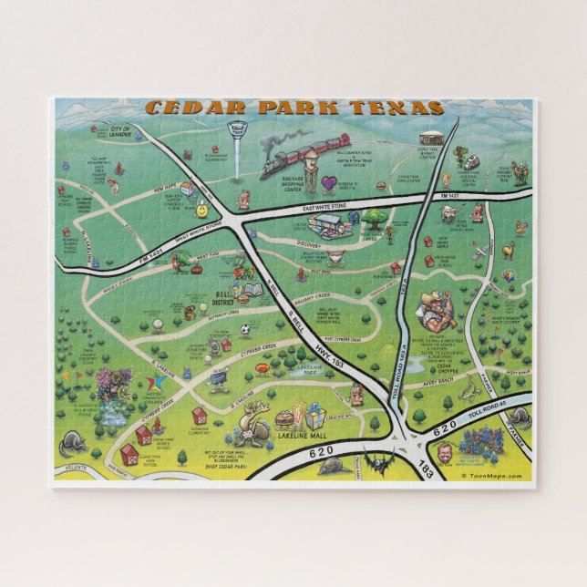 Cedar Park Map Poster Jigsaw Puzzle (Horizontal)