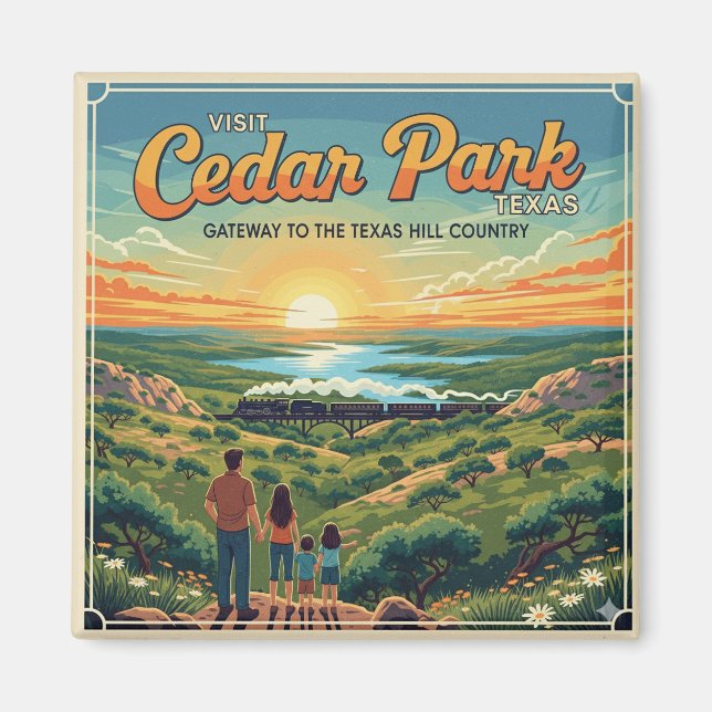 Cedar Park, Texas Vintage Travel Poster Magnet (Front)
