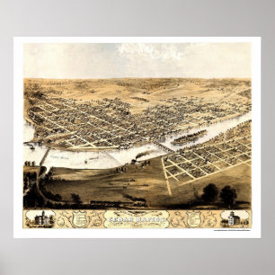 Cedar Rapids, IA Panoramic Map - 1868 Poster