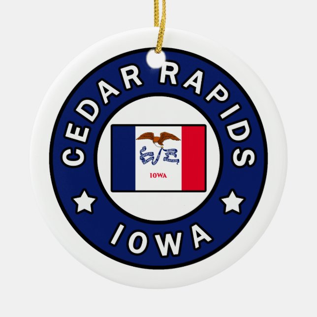 Cedar Rapids Iowa Ceramic Tree Decoration (Front)