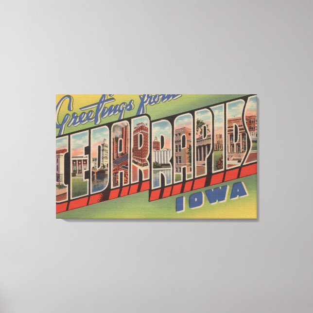 Cedar Rapids, Iowa - Large Letter Scenes Canvas Print (Front)
