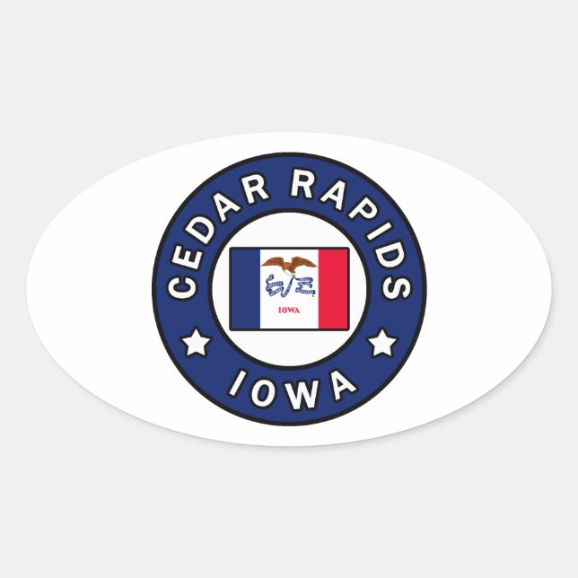Cedar Rapids Iowa Oval Sticker (Front)