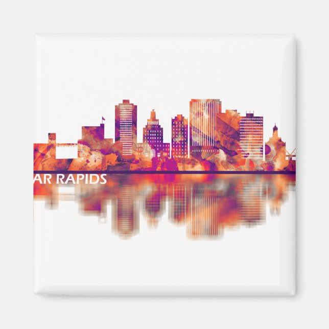Cedar Rapids Iowa Skyline Magnet (Front)