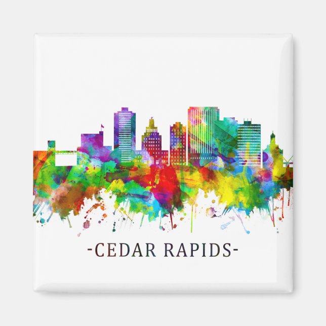 Cedar Rapids Iowa Skyline Magnet (Front)