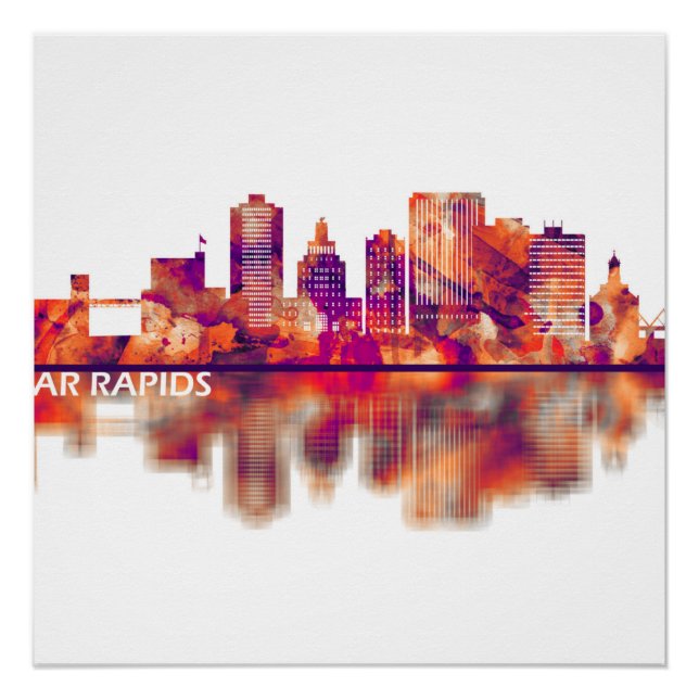 Cedar Rapids Iowa Skyline Poster (Front)